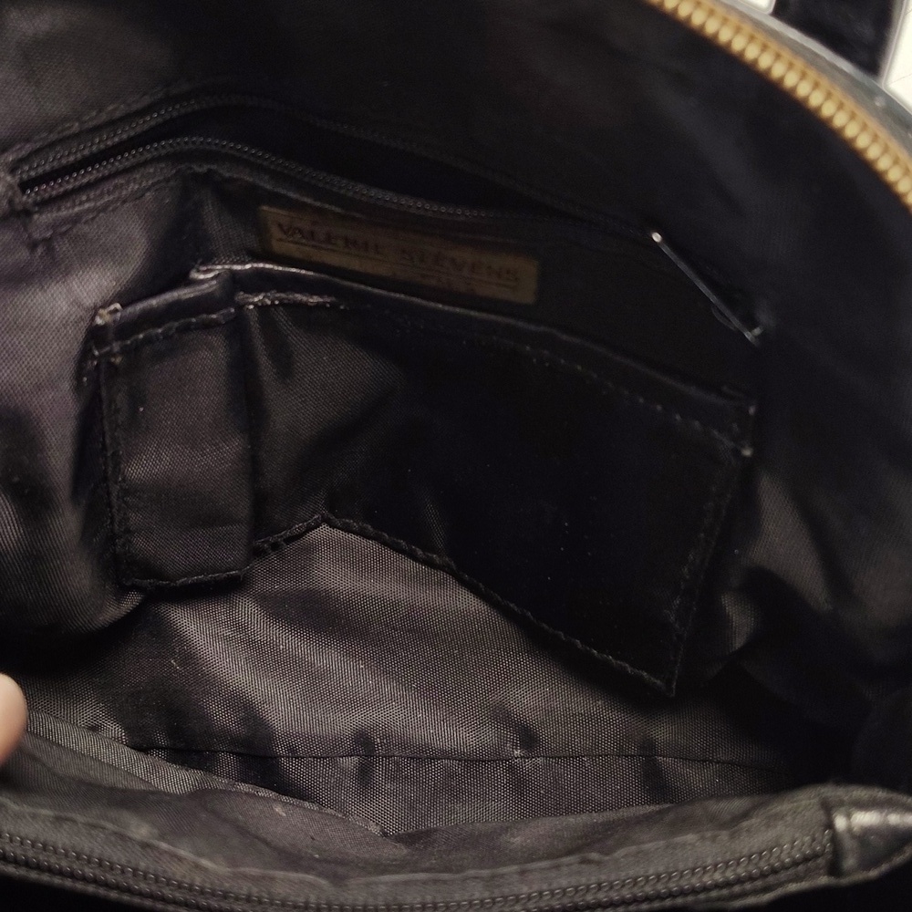 Valerie Stevens Crossbody Satchel Bag Black Zip Around Detachable Strap Vintage - Picture 7 of 12
